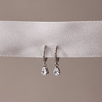Diamond Drop Huggies Silver 18K Gold Plated