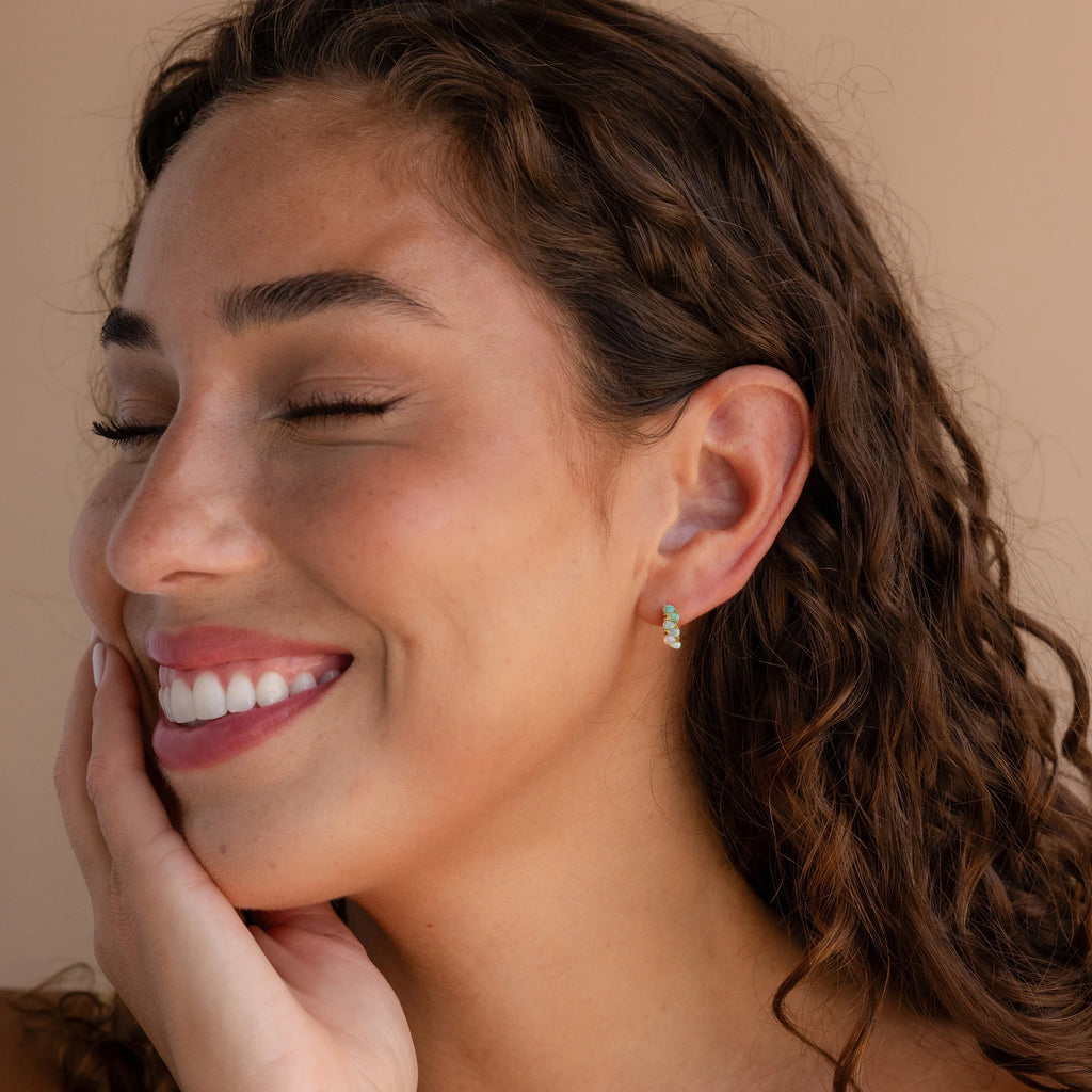 Ombre Opal Huggies Silver 18K Gold Plated