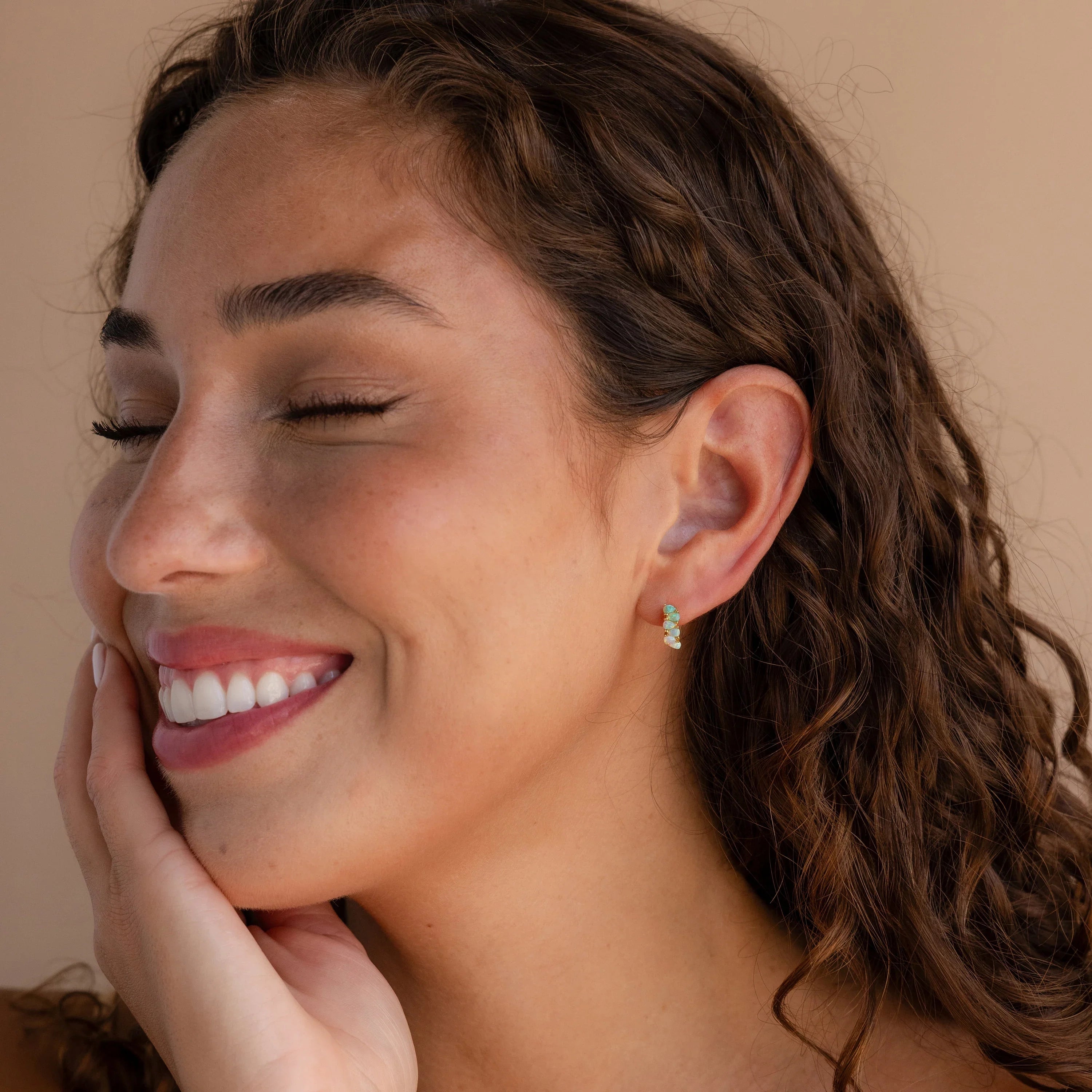 Ombre Opal Huggies Silver 18K Gold Plated