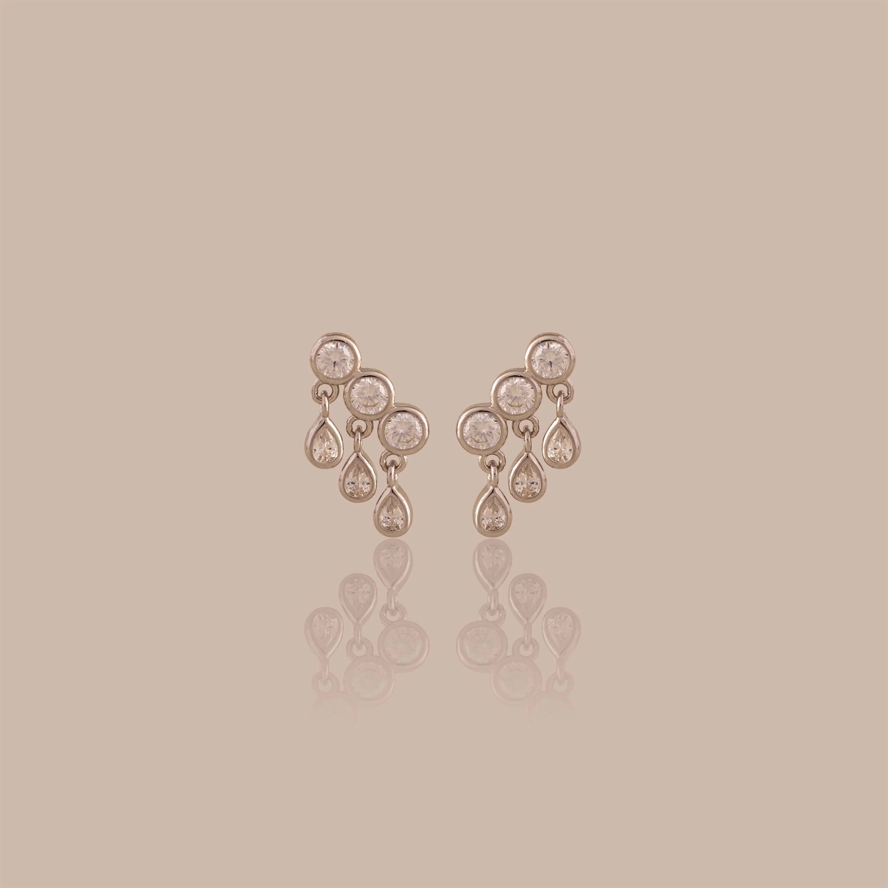 Diamond Raindrop Studs Silver 18K Gold Plated