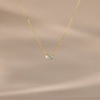 Teardrop Birthstone & Pearl Necklace Silver 18K Gold Plated