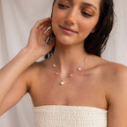 Baroque Pearl Station Necklace Silver 18K Gold Plated