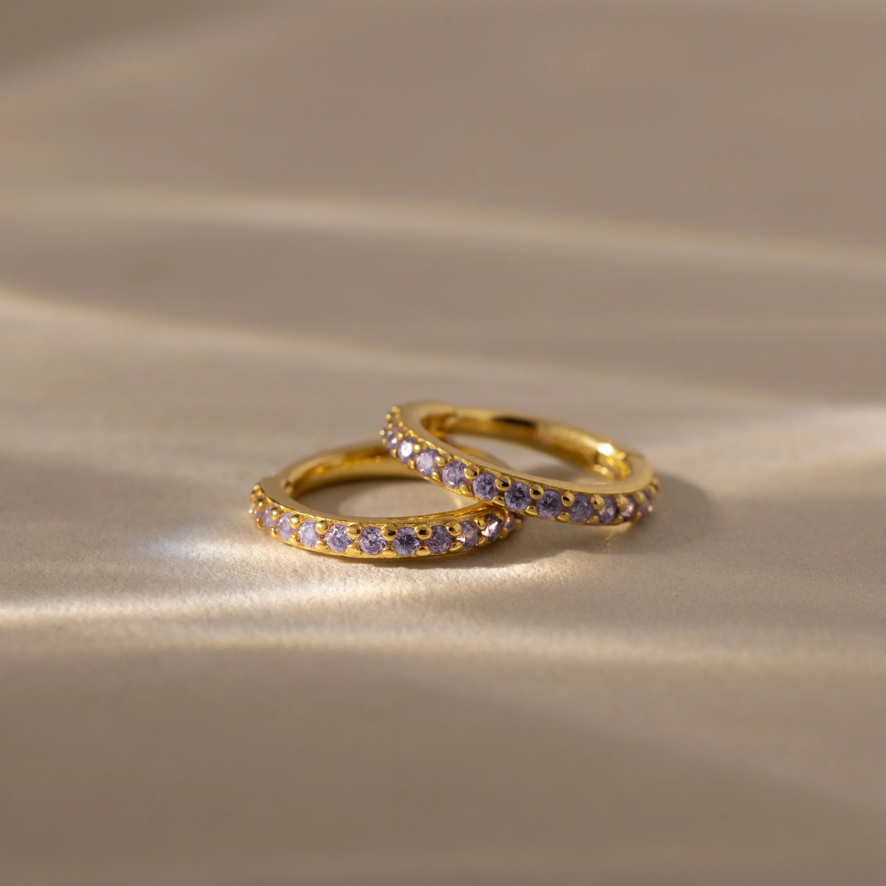 Birthstone Clicker Huggies Silver 18K Gold Plated