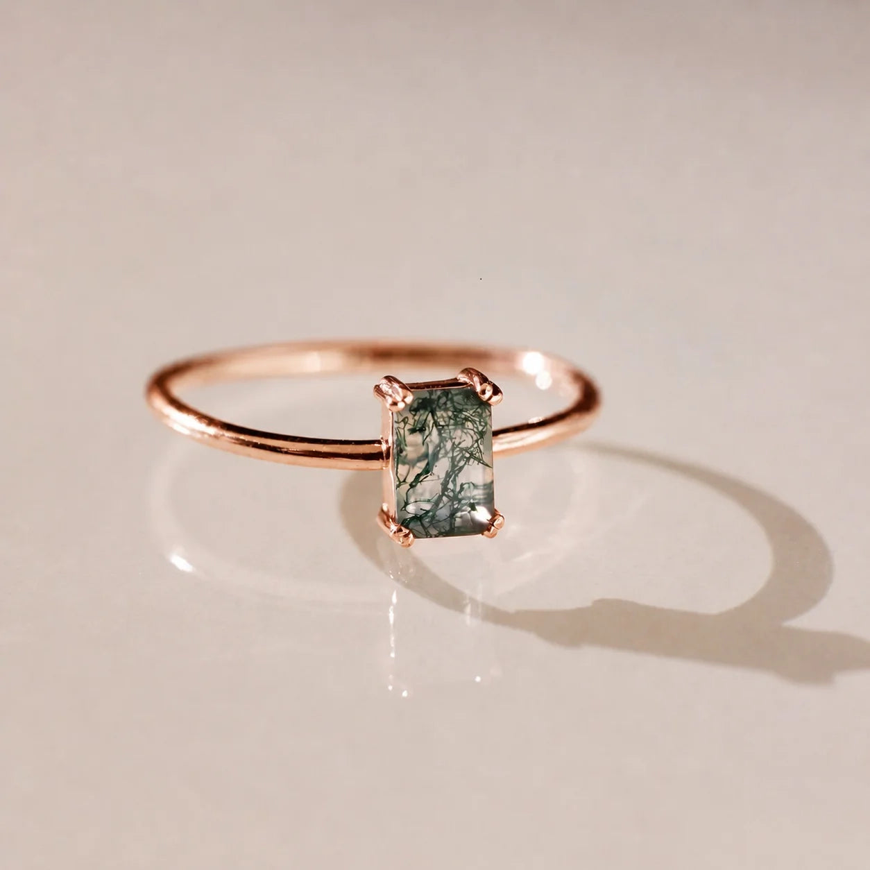 Agate Emerald Stack Ring