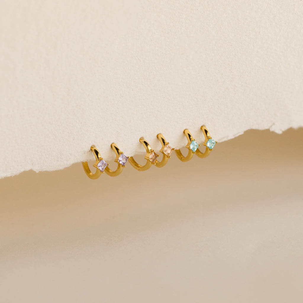 Athena Birthstone Huggies Silver 18K Gold Plated