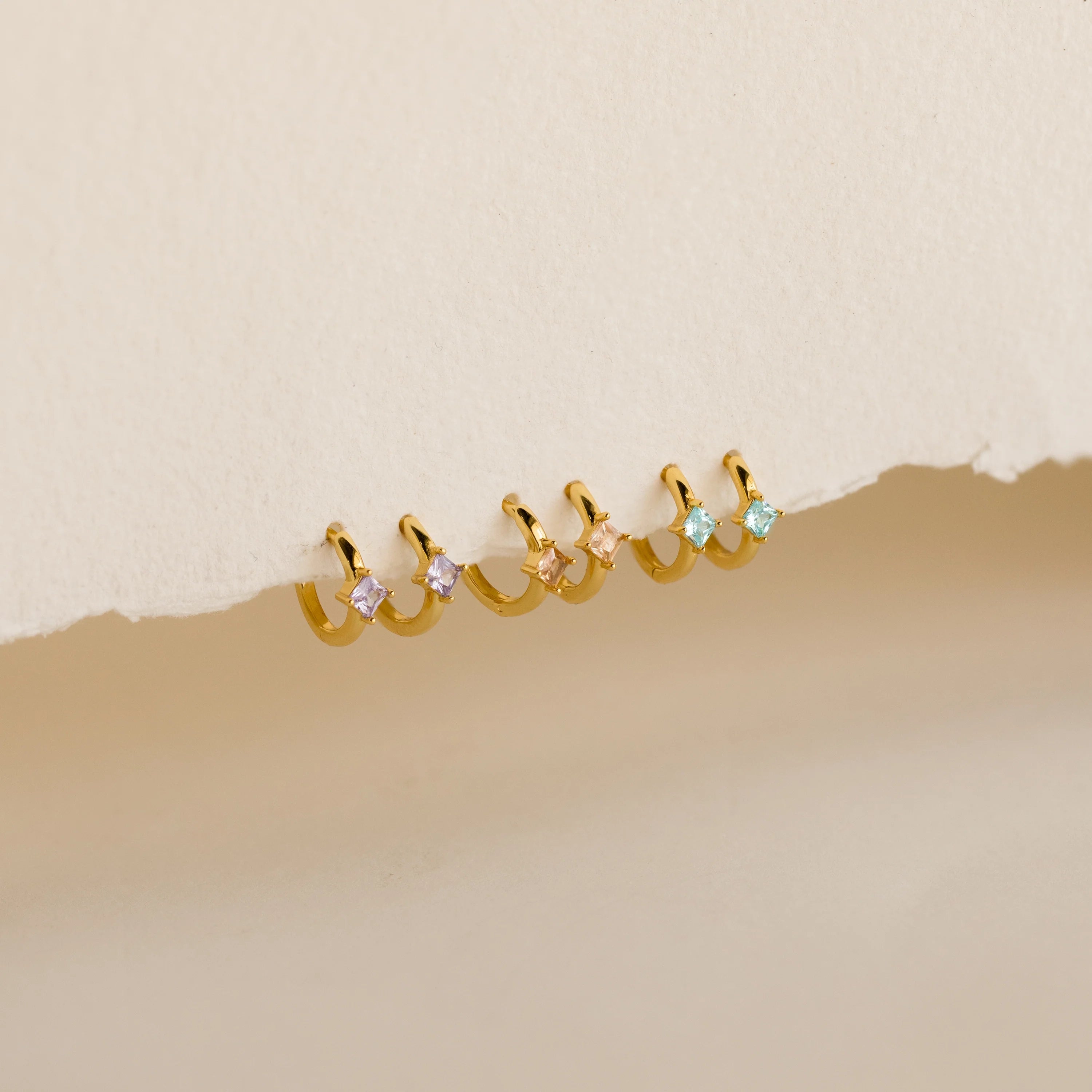 Athena Birthstone Huggies Silver 18K Gold Plated