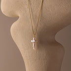 Baroque Pearl Cross Necklace Silver 18K Gold Plated