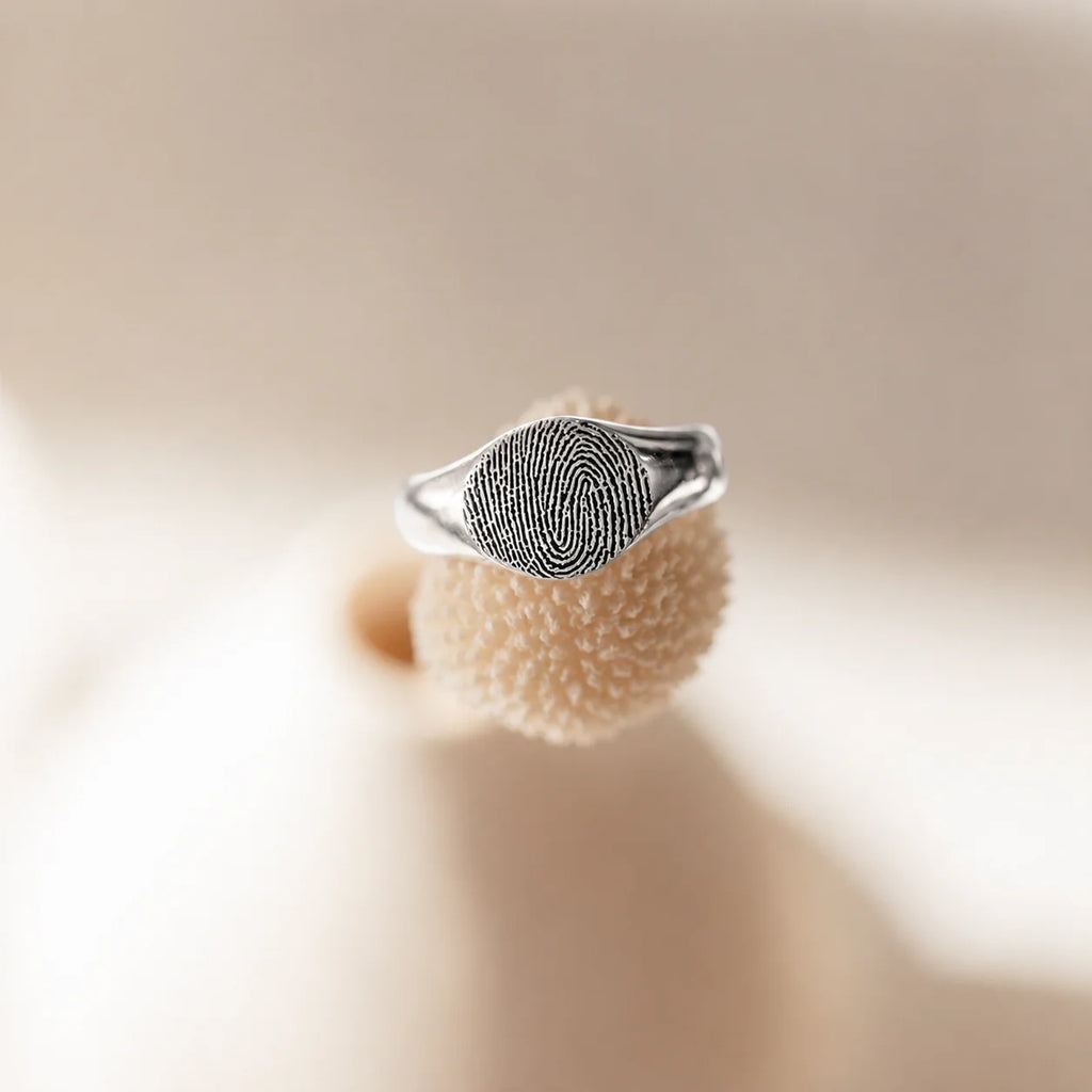 Personalized Fingerprint Signet Ring