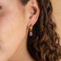 Dangling Emerald Birthstone Hoops Silver 18K Gold Plated