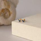 Sapphire Butterfly Flatback Studs Silver 18K Gold Plated