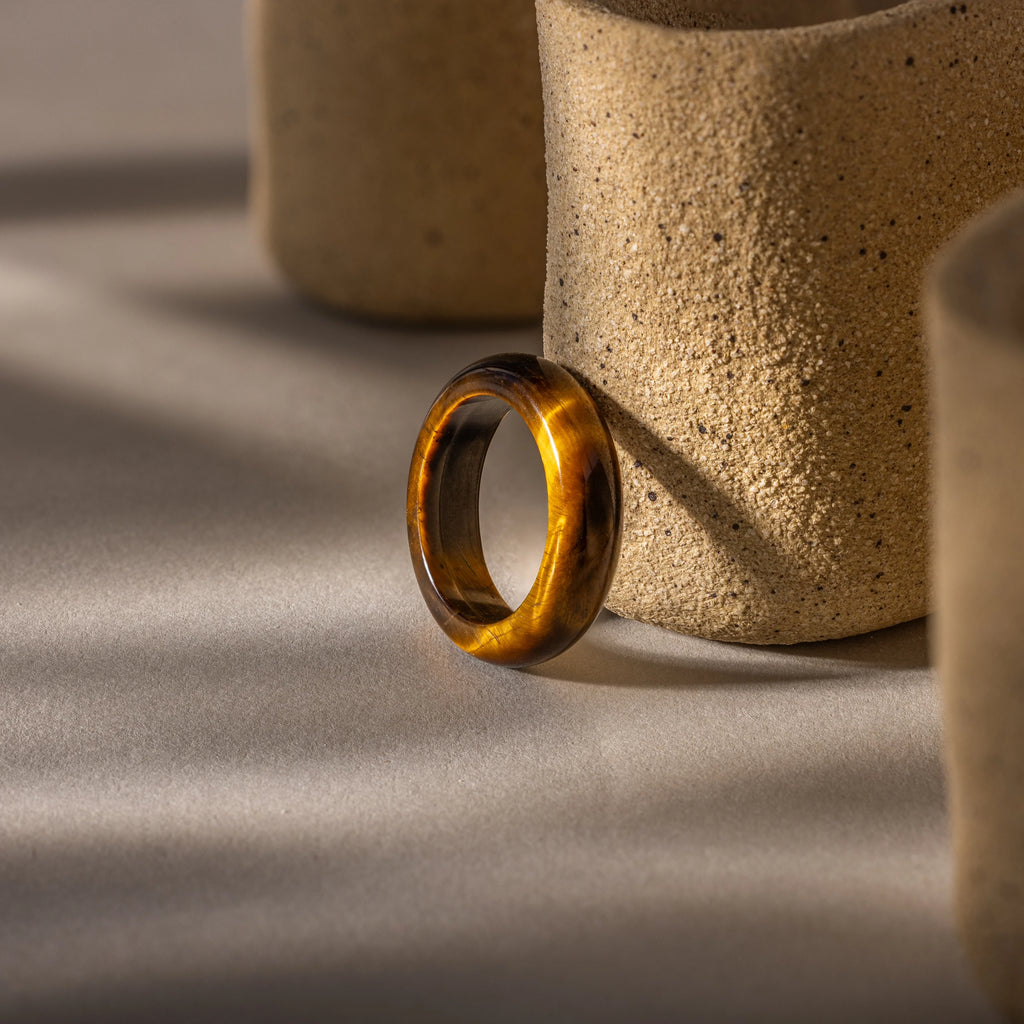 Skinny Tiger's Eye Ring Silver 18K Gold Plated