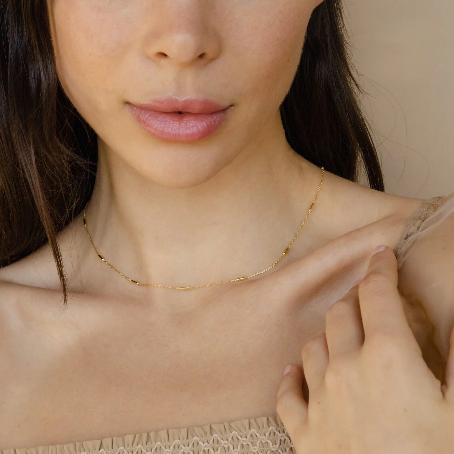 Bar Station Necklace Silver 18K Gold Plated