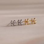 Rounded Pearl Flower Studs Silver 18K Gold Plated
