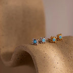 Turquoise Gemstone Studs Silver 18K Gold Plated