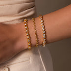 Diamond Heart Link Bracelet Silver 18K Gold Plated