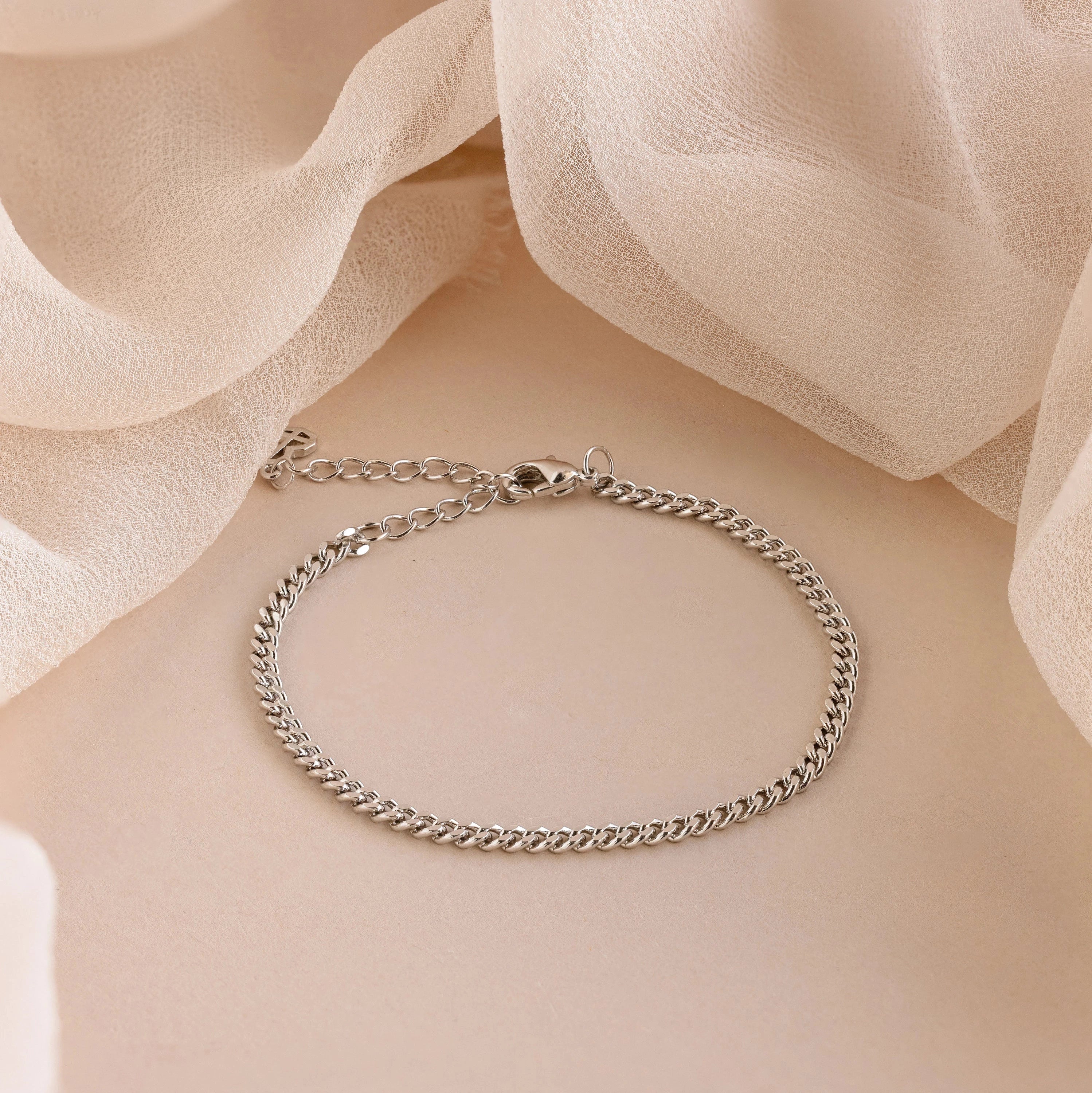 Curb Chain Bracelet Silver 18K Gold Plated