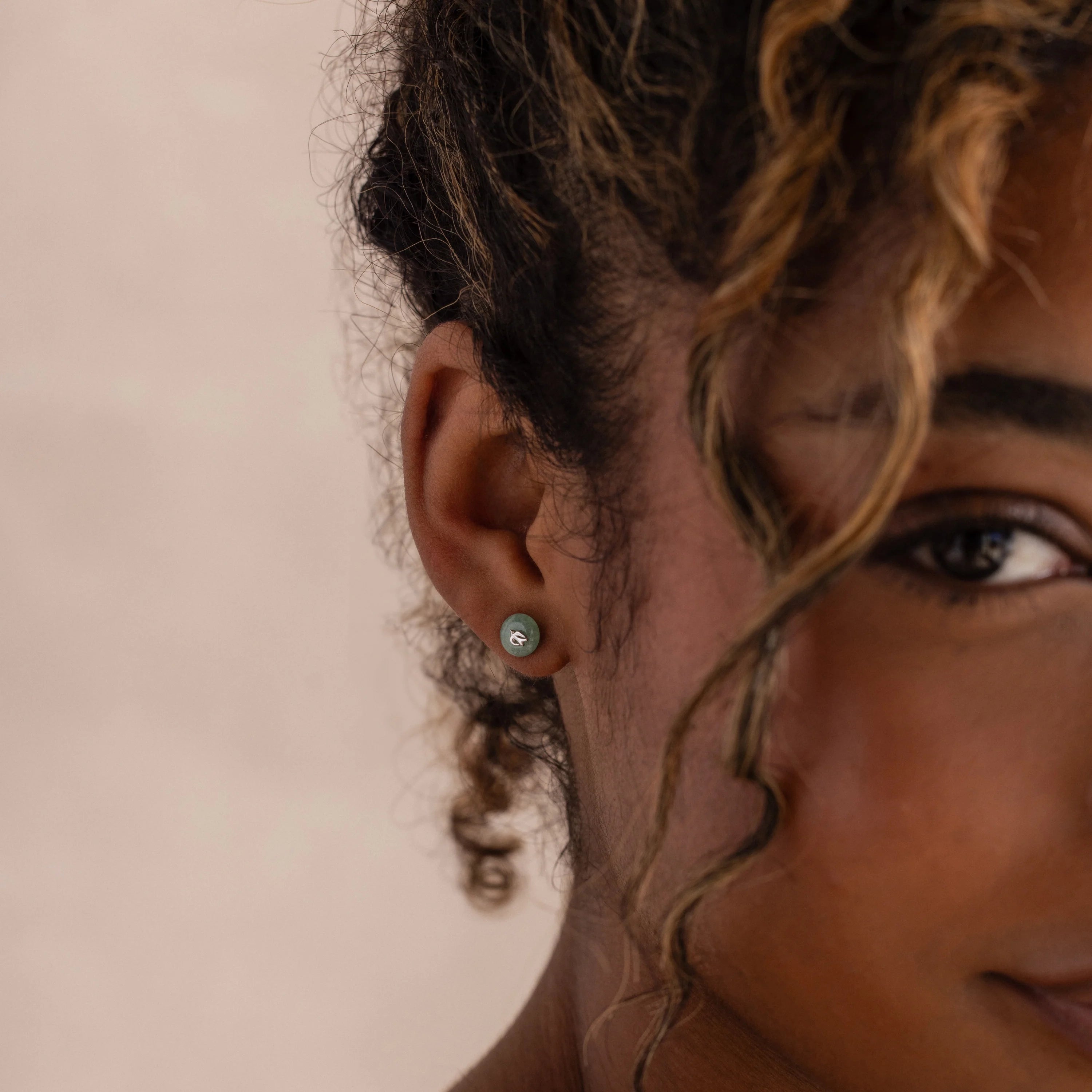 Jade Bird Studs Silver 18K Gold Plated
