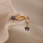 Sapphire Blossom Drop Huggies Silver 18K Gold Plated