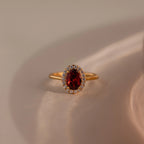 Diamond Garnet Pave Ring Silver 18K Gold Plated