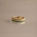 Blue Zircon Ribbed Stack Ring Silver 18K Gold Plated