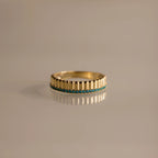 Blue Zircon Ribbed Stack Ring Silver 18K Gold Plated