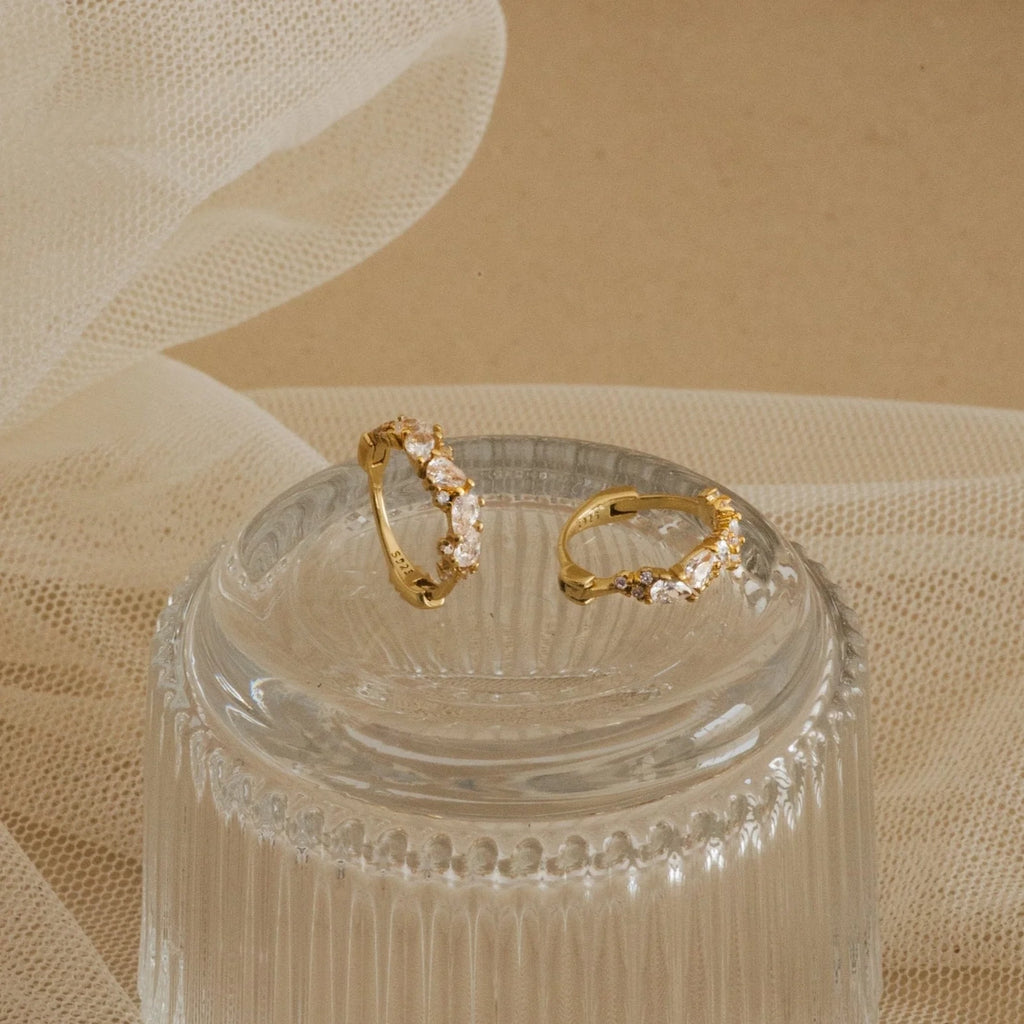 Sprinkle Diamond Huggies Silver 18K Gold Plated