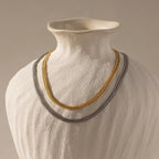 Thin Mesh Chain Necklace Silver 18K Gold Plated