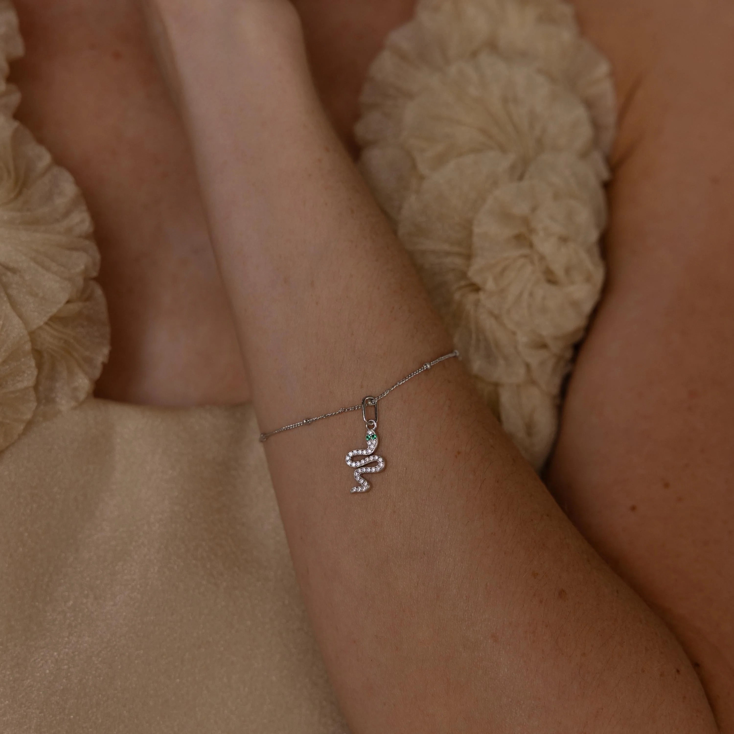 Diamond Serpent Charm Necklace