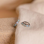 Blue Opal Beaded Huggies Silver 18K Gold Plated