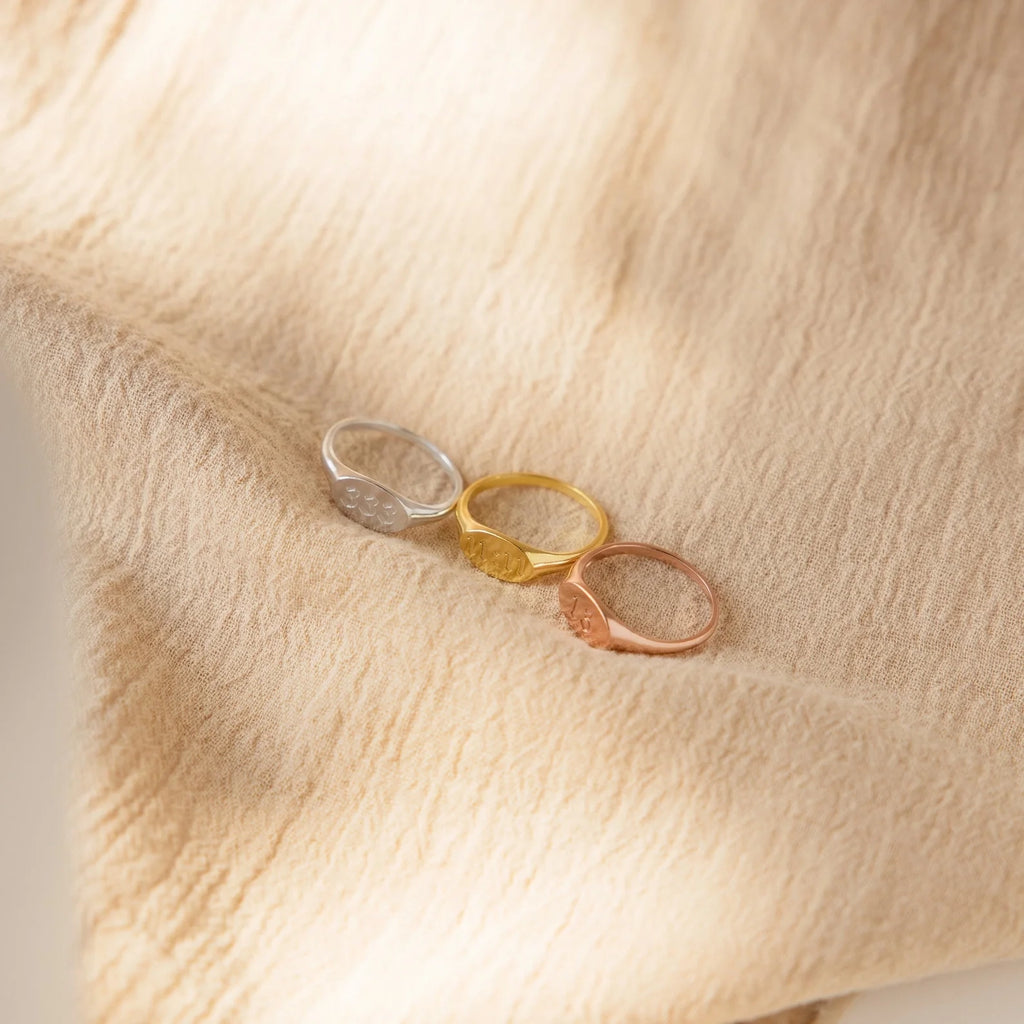Oval Signet Charm Ring Silver 18K Gold Plated