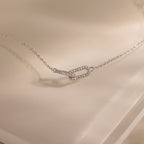 Duo Pave Link Pendant Bracelet Silver 18K Gold Plated