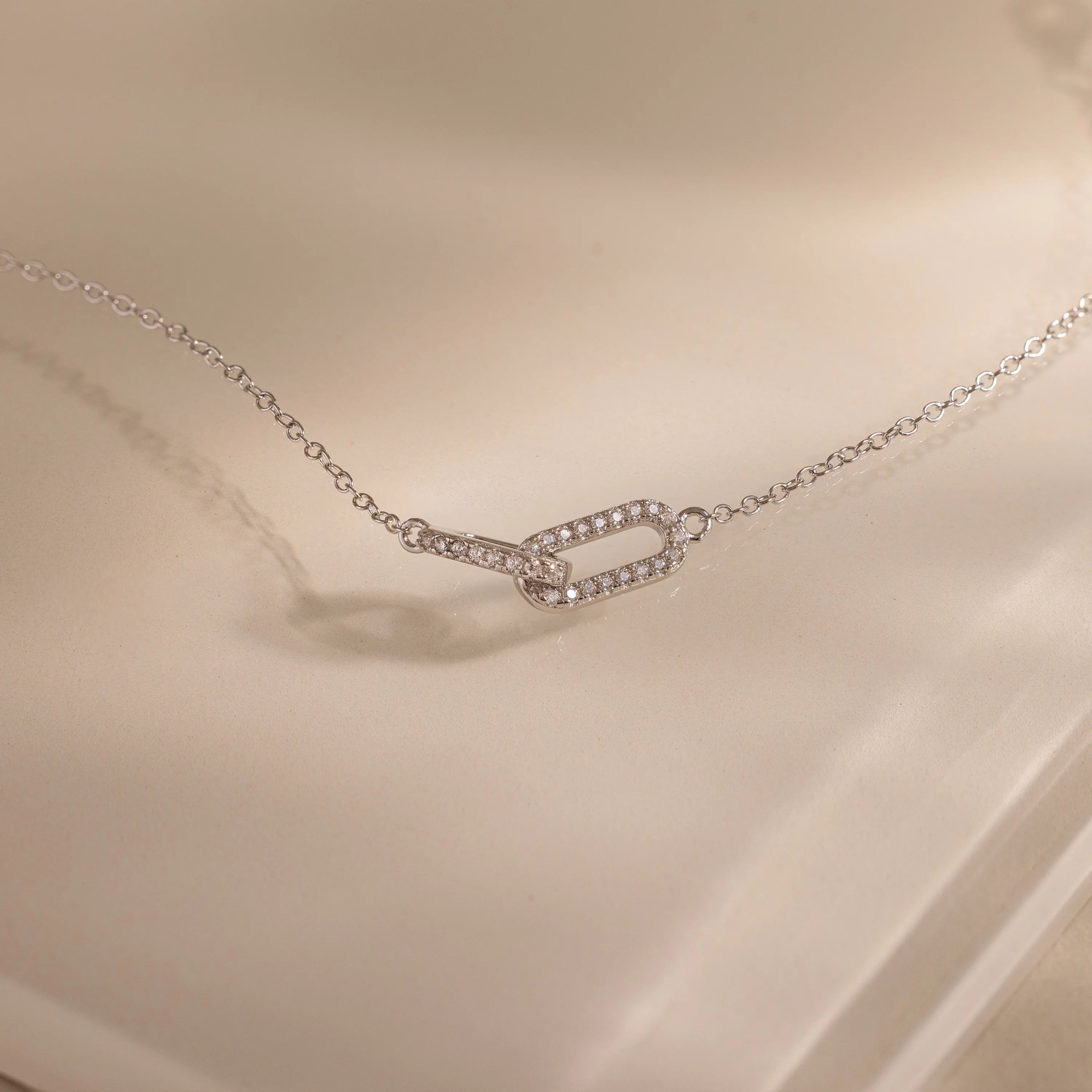 Duo Pave Link Pendant Bracelet Silver 18K Gold Plated
