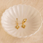Pave Diamond Opal Star Huggies Silver 18K Gold Plated