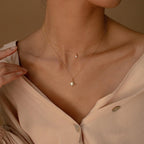 Diamond Starburst Duo Necklace Silver 18K Gold Plated