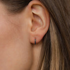 Indigo Blue Opal Huggies Silver 18K Gold Plated