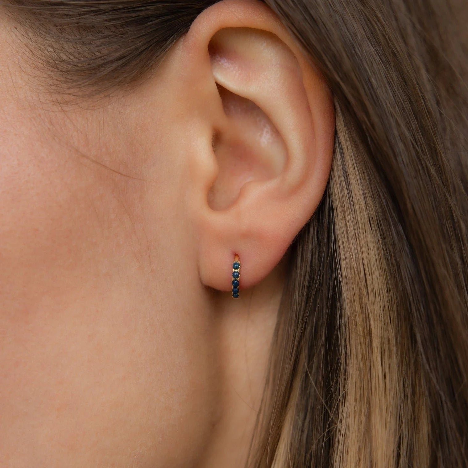 Indigo Blue Opal Huggies Silver 18K Gold Plated