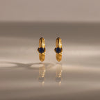 Ribbed Sapphire Huggies Silver 18K Gold Plated