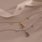 Holiday Diamond Tree Necklace Silver 18K Gold Plated