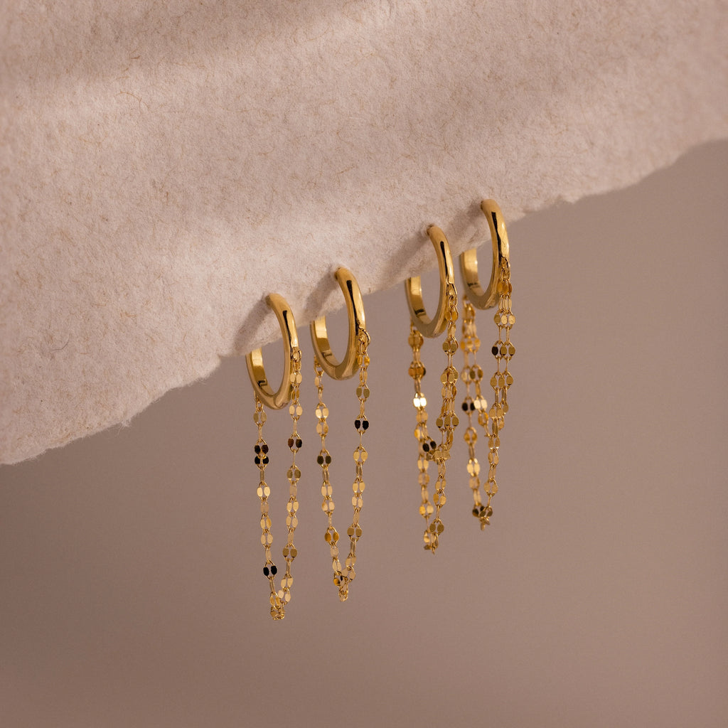 Mirror Chain Huggies Silver 18K Gold Plated
