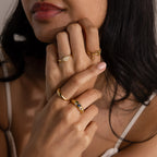 Linked Initial Diamond Ring Set Silver 18K Gold Plated