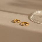 Rhombus Birthstone Huggies Silver 18K Gold Plated