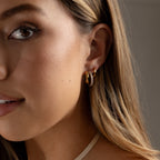 Diamond Mixed Metal Duo Pave Hoops Silver 18K Gold Plated