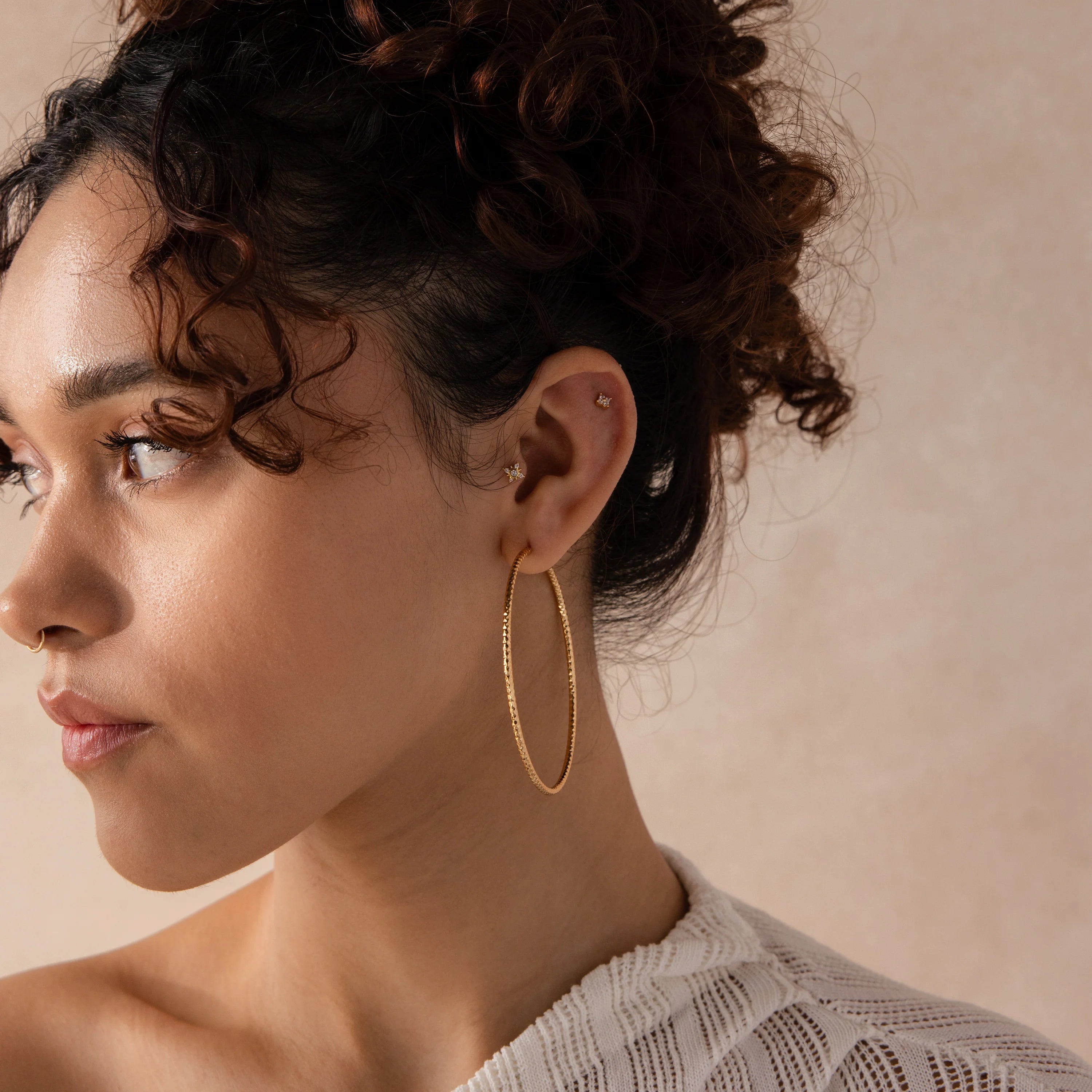 Large Sparkle Hoops Silver 18K Gold Plated
