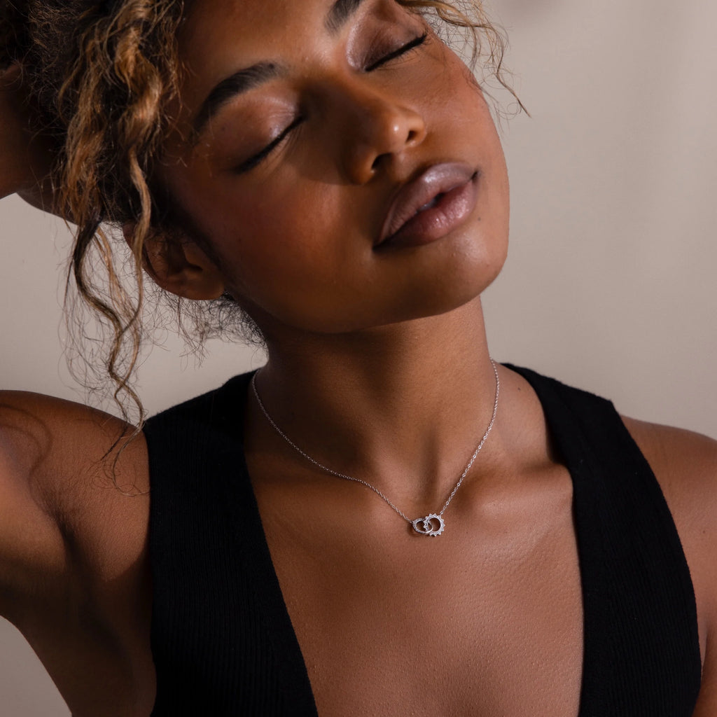Sun & Moon Eternity Necklace Silver 18K Gold Plated