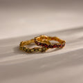 Round & Marquise Emerald Ring Silver 18K Gold Plated