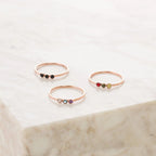 Tiny Triple Birthstone Ring Silver 18K Gold Plated