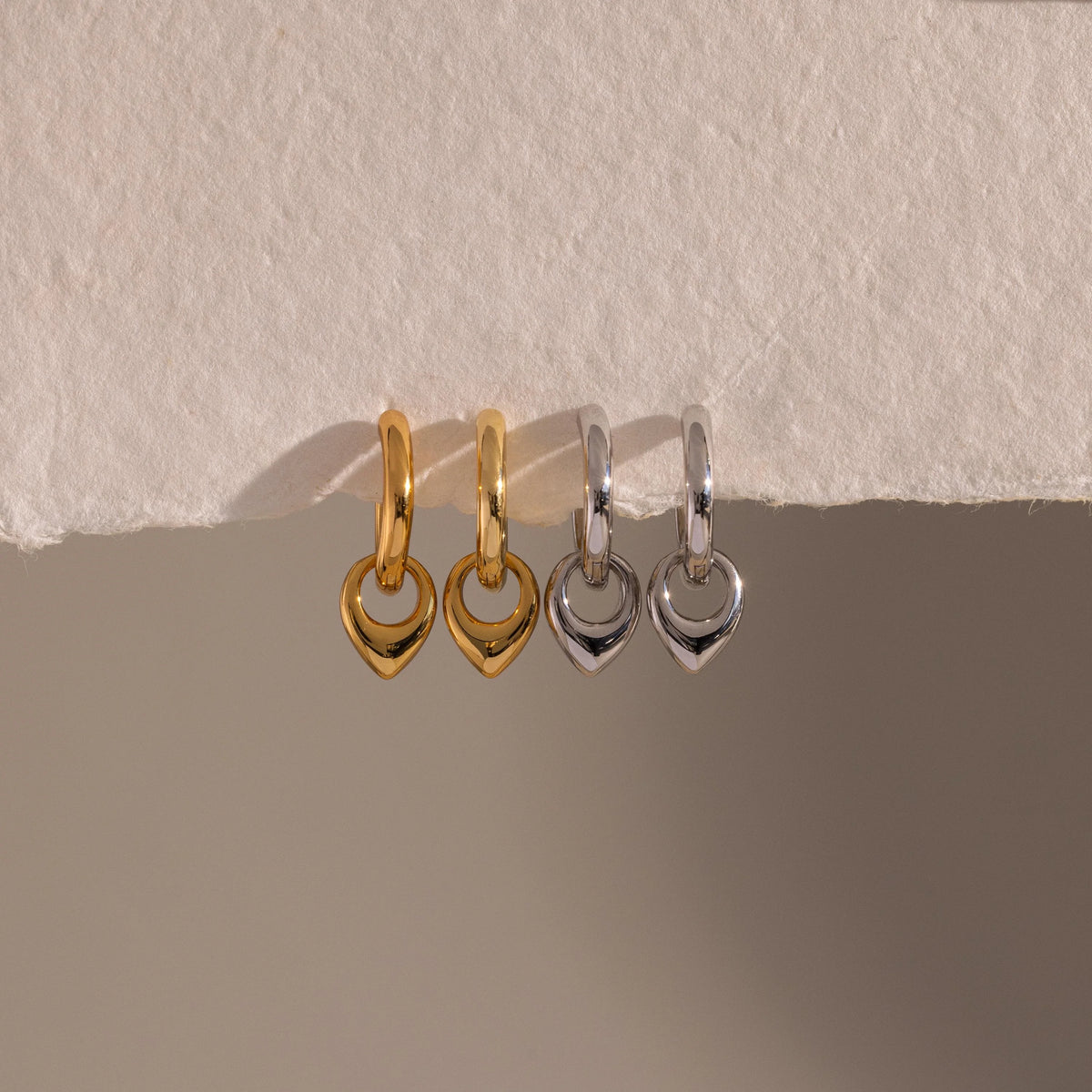 Tiny Teardrop Huggies Silver 18K Gold Plated