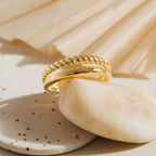 Twisted Band Duo Ring in Silver 18K Gold Plated