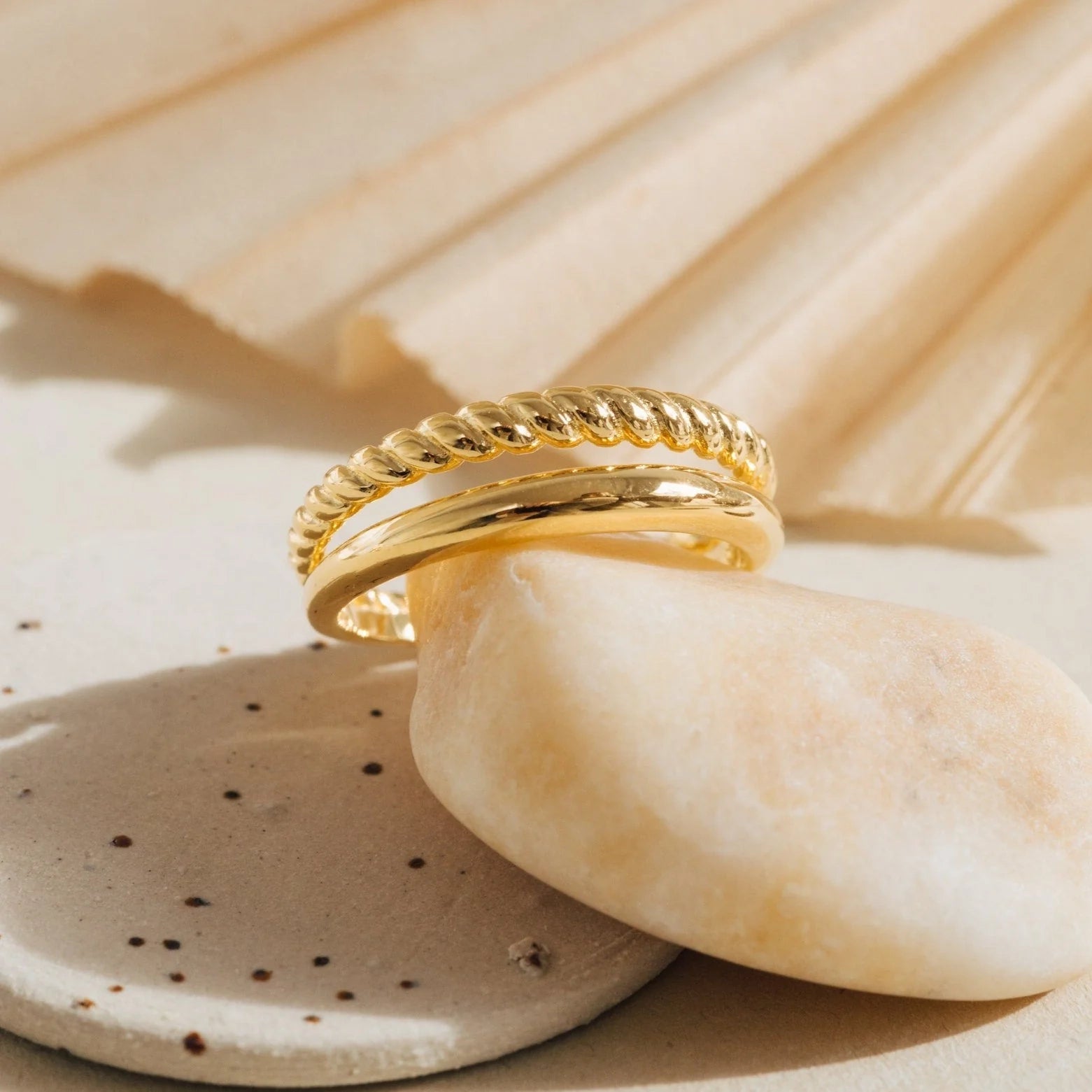 Twisted Band Duo Ring in Silver 18K Gold Plated