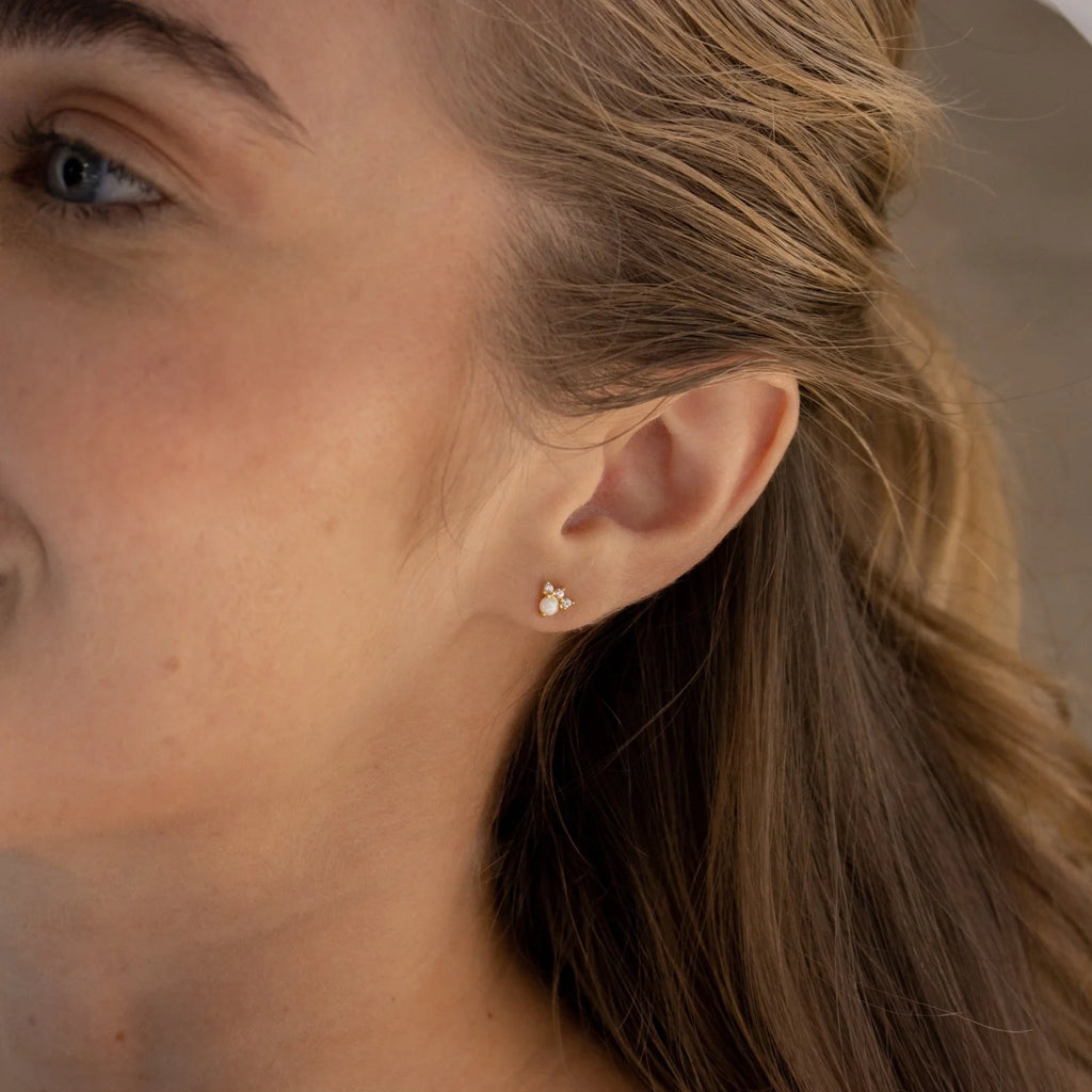 Dainty Opal Earrings Set Silver 18K Gold Plated